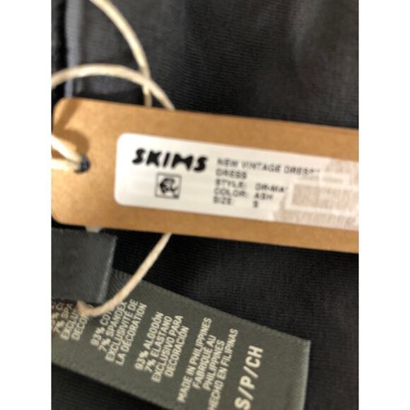 SKIMS New Vintage Dress Off The Shoulder Long Sleeve Maxi Ash Gray NWT Small - Picture 6 of 8